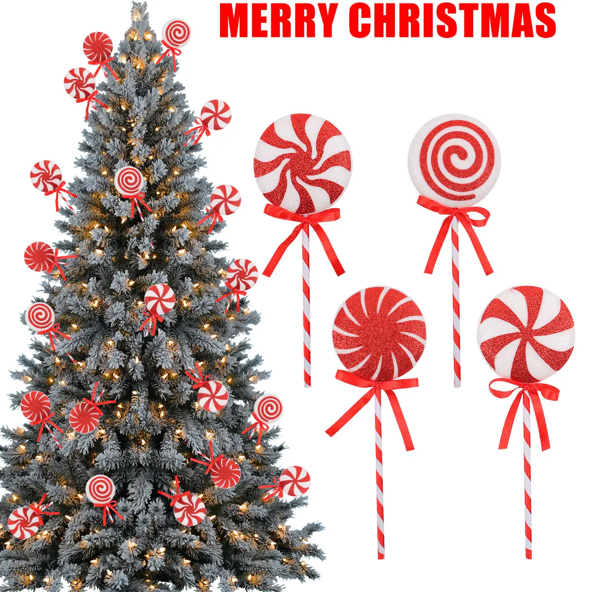 New Colorful Christmas Lollipop Decorations, Creative Holiday Candy Stick Props, Festive Tree Decoration Set, Perfect for Xmas Parties, Party Decoration Supplies