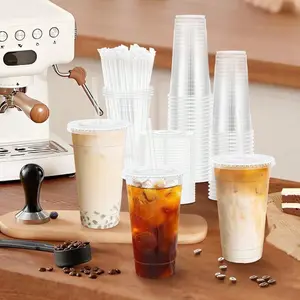 10-30 Pack 16oz Clear Plastic Cups with Lids and Straws, Disposable Iced Coffee Cups with Lids for To-Go Cold Drinks, Smoothies and Slushie