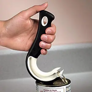 Easy-Grip Hook Can Opener - Durable ABS Material, Black & White Design, 6.15" Length, Perfect for Home & RV Kitchens, Ideal Christmas Gift