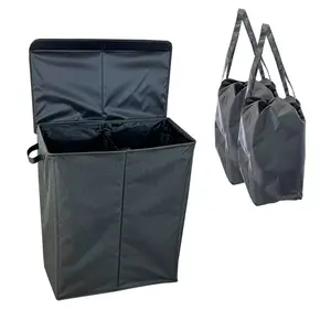 Divided Laundry Basket with Handles, Double Laundry Hamper with Lid and Removable Laundry Bags, Laundry Sorting Organiser,Large Separated Clothes Basket for Bedroom, Bathroom, College Dorm,   2025 Dealsforyoudays