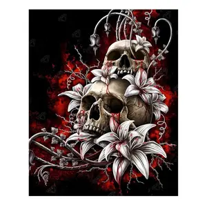 Skull Paint by Numbers for Adults-Skeleton Paint by Number on Canvas Without Frame,DIY Horror Oil Painting for Gift Home Wall Decor(16x20inch)