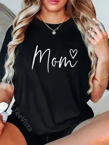 100% Cotton Mom Gifts For Women Heart Mother's Day Mom T-Shirt