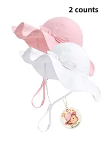 Two-Pack Baby Sun Hat, Children Beach Hat, Upf 50+ UV Protection, Wide Brim Design, Bucket Hat for Girls, Casual Fitted Style