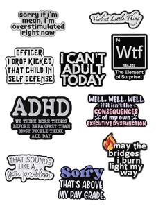 funny slogan enamel brooch, cute letter design badge, fashion accessories for women & men, trendy all-match & exquisite brooch for birthday gift, durable metal pins, charms