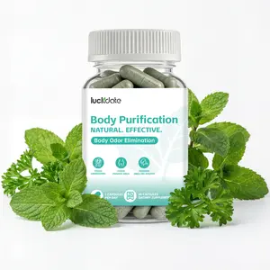 LuckDate Body Purification Chlorophyll Pills. Internal Deodorant for Odor, Breath & Detox. with Parsley Mint. Natural Skin Gut Support. 60 Capsules.