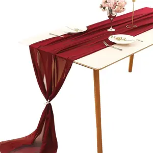 Nordic Holiday Party Tablecloth Decoration Wedding Table Runner Chiffon Table Runner for Weddings Solid Color Wedding Chiffon Table Runner