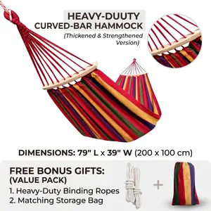 Portable Canvas Hammock with Anti-Rollover Design - 79" x 40" Single Size - Durable Fabric - Includes FREE Ropes & Carry Bag for Outdoor Camping & Backyard SummerVibes
