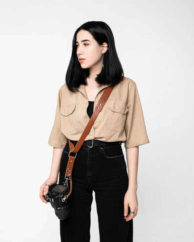 Coiro Camera Shoulder Strap Accessories for One Camera - Neck Shoulder Leather Sling - Camera Gear For DSLR/SLR, Brown, Black, Tan Colors