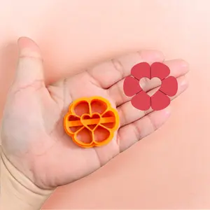 Flower With Heart Clay Cutter: 3D Printed Polymer Clay Tool