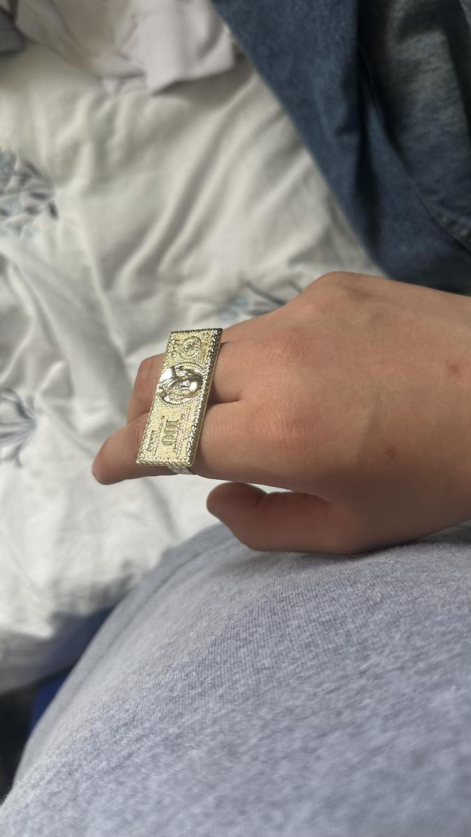 Item: 100 Dollar Ring With Nugget Design , 9