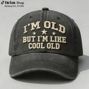 I’m Old But I’m Like Cool Old Washed Dad Hat, Funny Aging Humor Embroidered Cap, Vintage Sarcastic Quote Distressed Baseball Hat, Retro Adjustable Attitude Hat Gift For Men Women