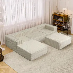 【Mother's Gift】106" Cloud Sectional Couch soft with U-Shape Chaise, Boneless L-Shaped Modern sleep stylish Sleeper Sofa with Deep Seat, Upholstered Storage heavy duty Couches for Living Room Bedroom, Assembly Required, Beige (Plush Corduroy chair )
