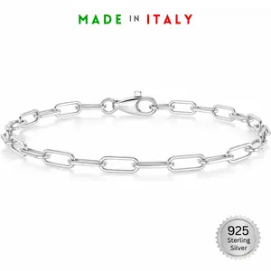 925 Sterling Silver 3mm Paperclip Link Bracelet 7 inch Made in Italy