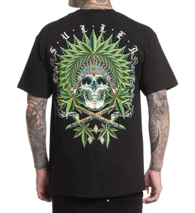 Chiefin Standard Graphic T-shirt Summer Black with Unique Skull and Leaves Design for Summer Wear