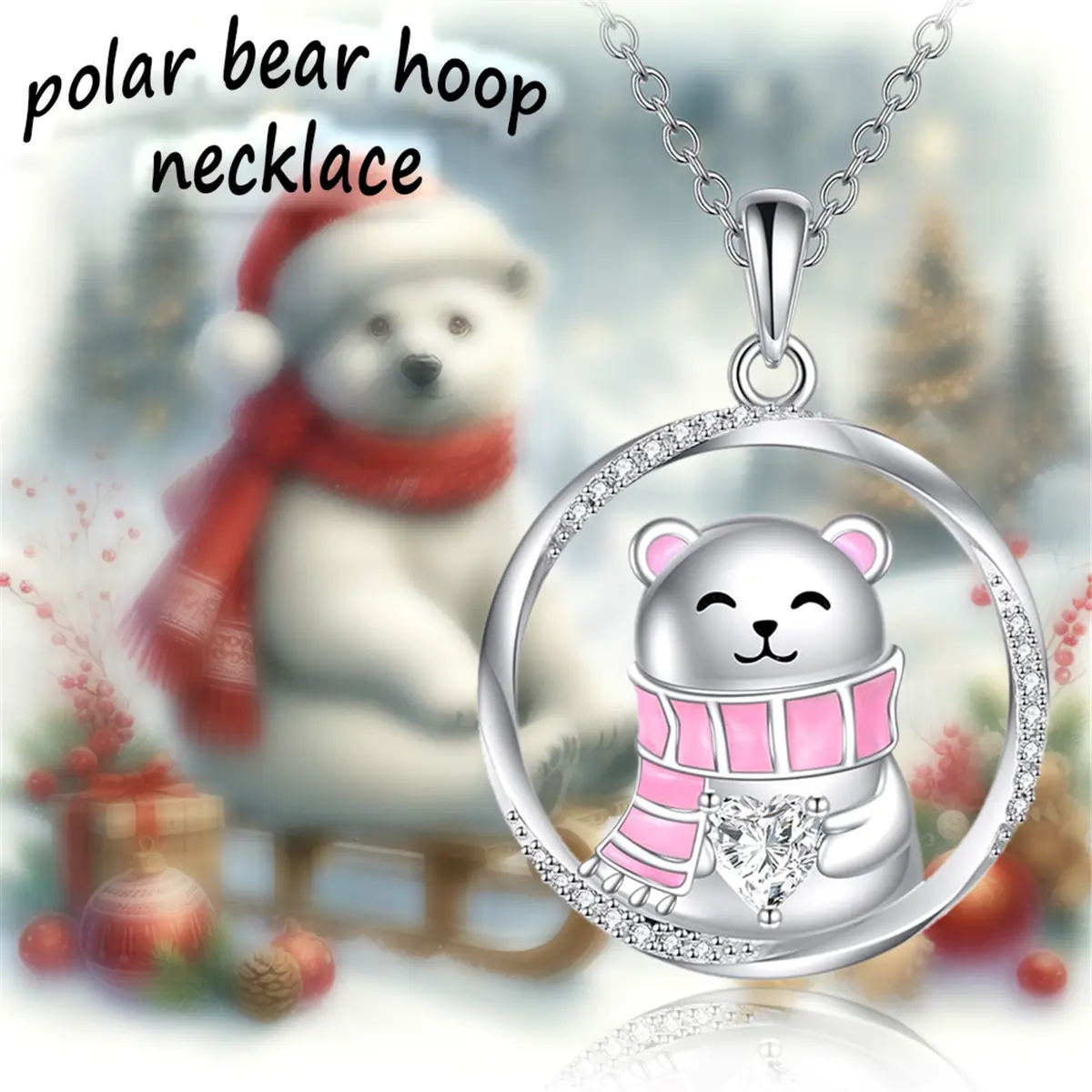 Cute Pink Bear Pendant Necklace with a Sparkling Rhinestone Heart, Cartoon Fashion Jewelry for Women and Girls, Birthday Gift, Happy Birthday, Cute Animal, Exquisite Cartoon, Rhinestones