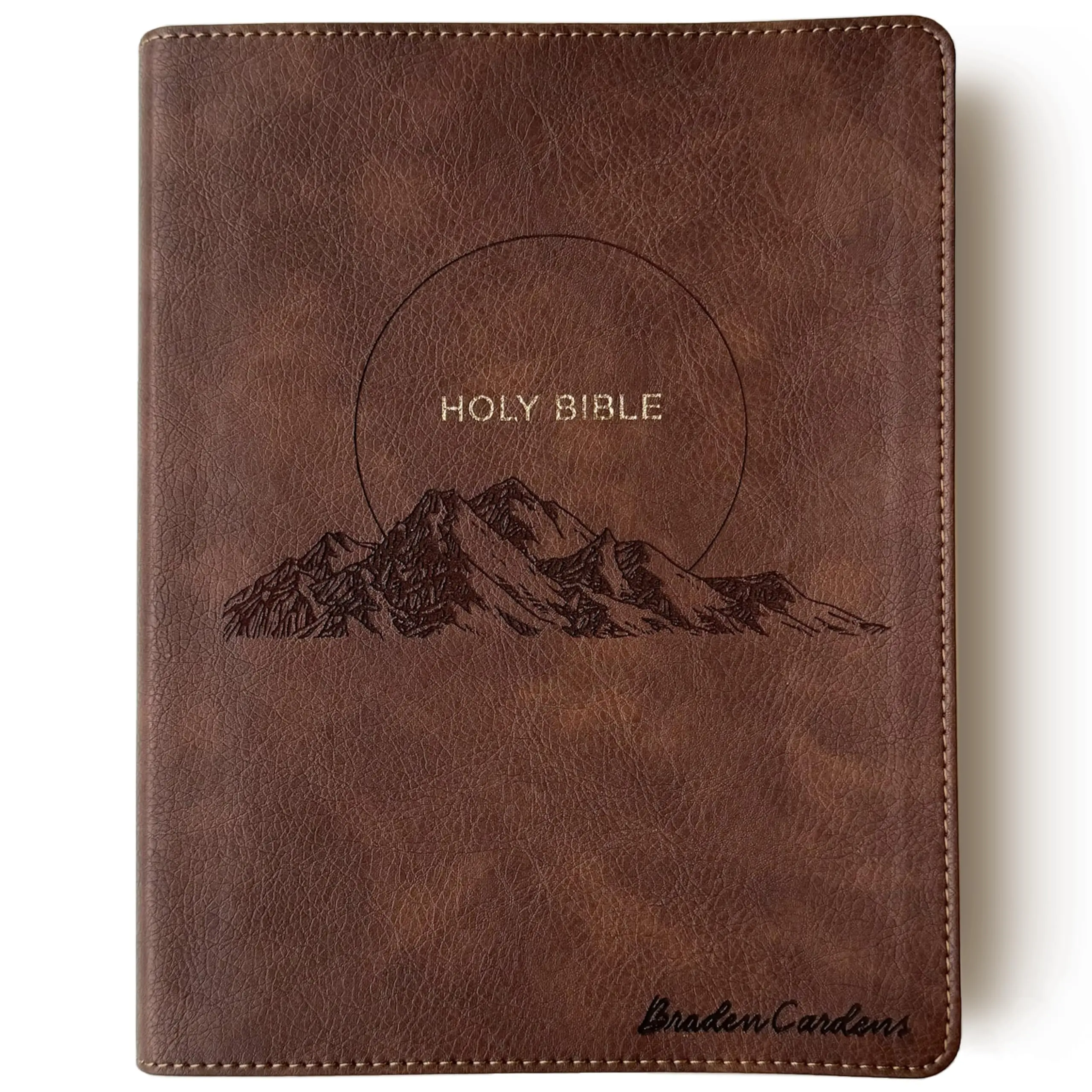 Personalized NKJV Journaling Bible - Brown - Mountain Range - Hand Lettered and Engraved Personalized NKJV Journaling Bible - Brown - Mountain Range - Hand Lettered and Engraved