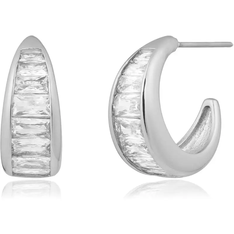 CZ Hoops-White Gold