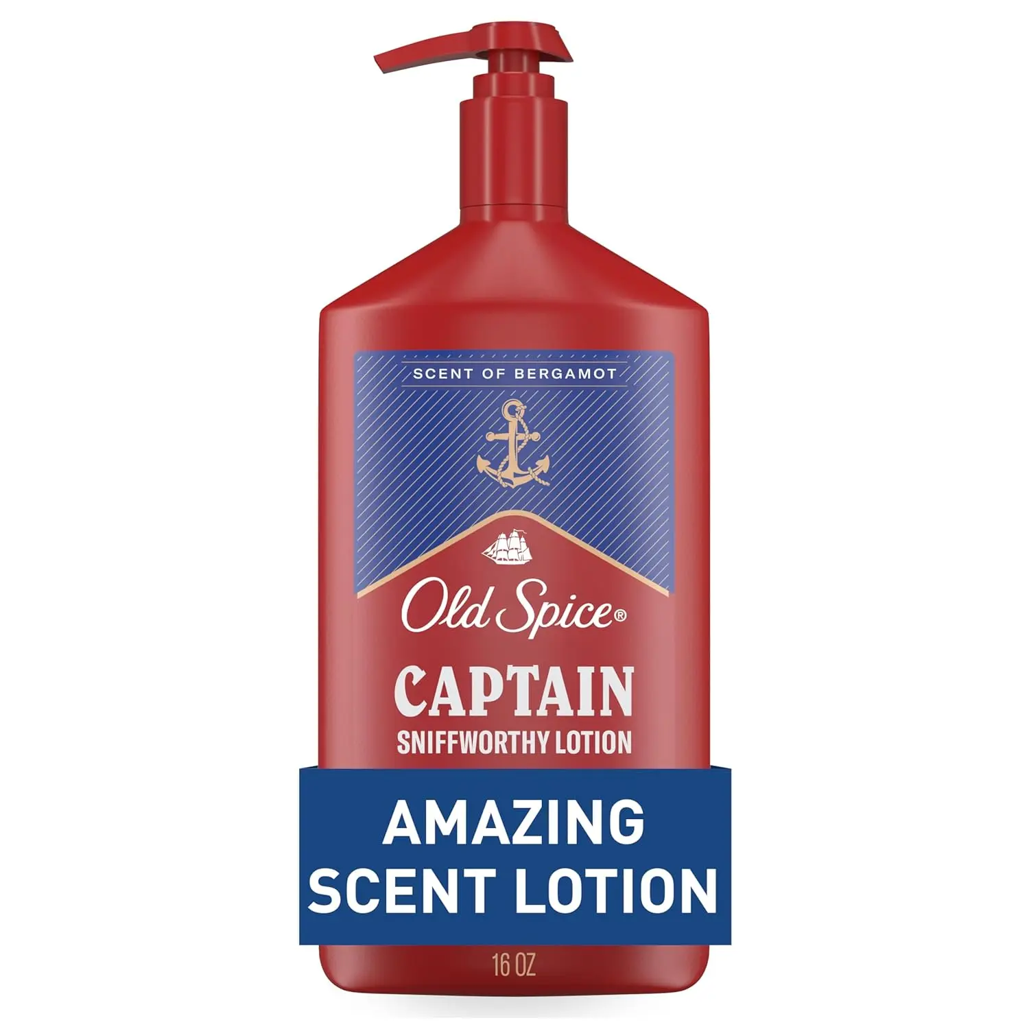 Old Spice Men's Hand, Face & Body Lotion - 16 oz Captain Scent with Bergamot, 24/7 Lightweight Moisture, Instant Absorption, For All Skin Types