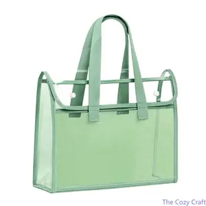 Clear PVC Document Organizer Bag with Handle, Waterproof File Storage Tote for School & Office, Large Capacity Transparent File Folder for Papers, Portable Carry Bag for Documents, Travel & Everyday Use