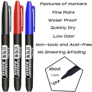 Permanent Marker Pen, Comic Drawing Markers, Blue Waterproof Ink Sketch Pens, School Art Office Supplies