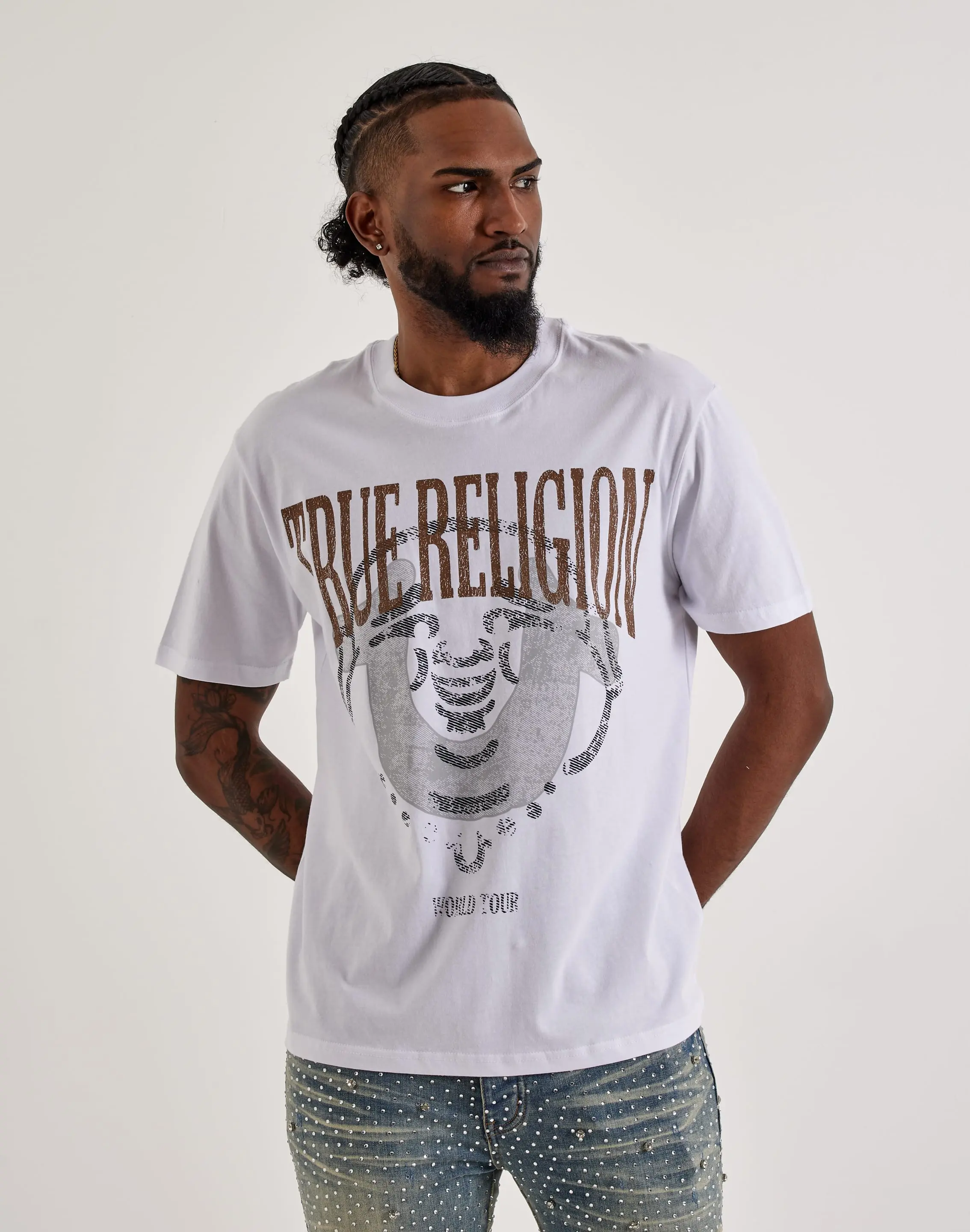 Mens True Religion Buddha Face Tee
