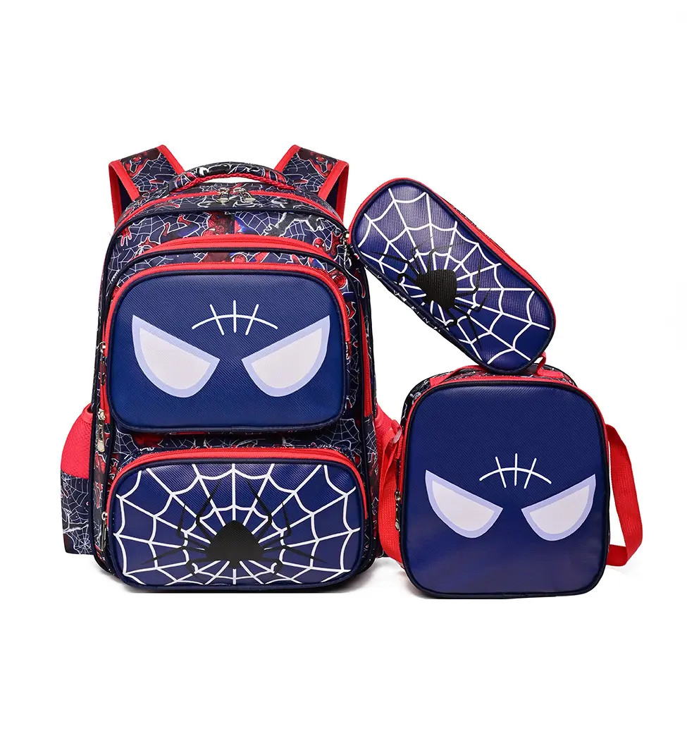 Cartoon Spider & 95 Race Car 3Pcs Kids Backpack Set, Children School Bag Mini Bag Pencil Case, Back To School Gift For Little Boys Friends & Family
