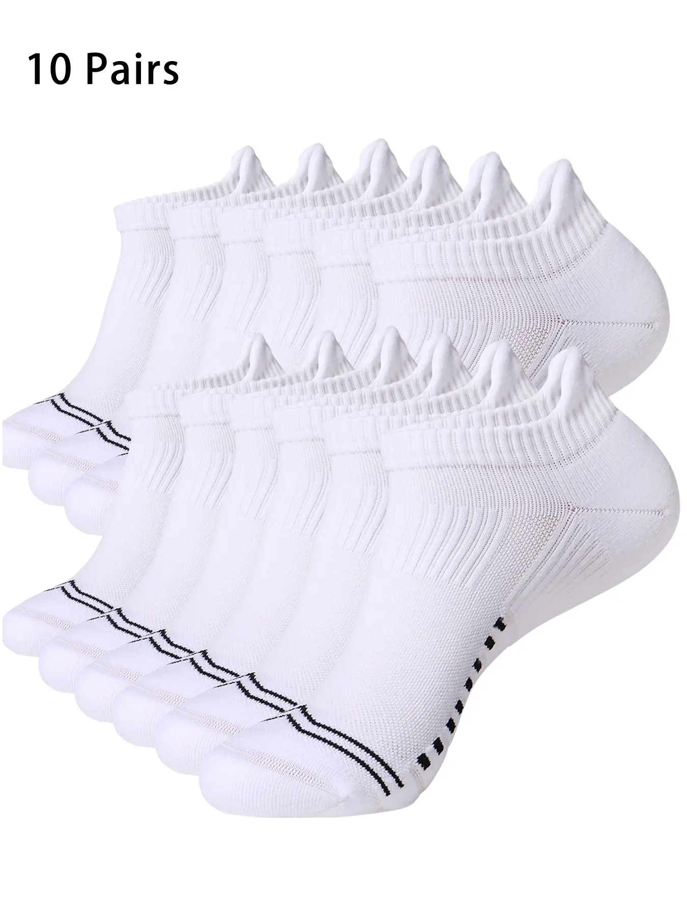 10 Pairs Women's Compression Running Socks,  Ankle Support Sports Socks, Cushioned Training Socks, Low Cut Cushioned Athletic Socks for Comfort & Performance, Soft Breathable Socks