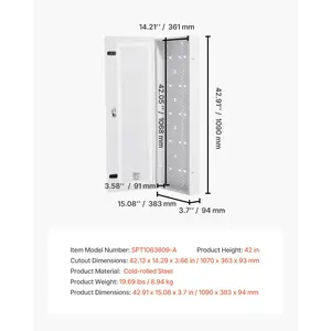 VEVOR Media Enclosure, 42-Inch, Structured Media Center with Vented Hinged Door, Cable Management Box, Structured Wiring Multi-Media Cabinet, Recessed Electrical Media Box, for Network Distribution
