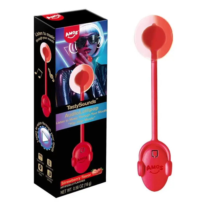 TastySounds Audio Lollipop Blueberry Flavor with Music Feature for Music Lovers & Flavor Enthusiasts TastySounds Natural Blueberry Flavor Candy Bonbon Strawberry Snack Fruit Flavored Sweet