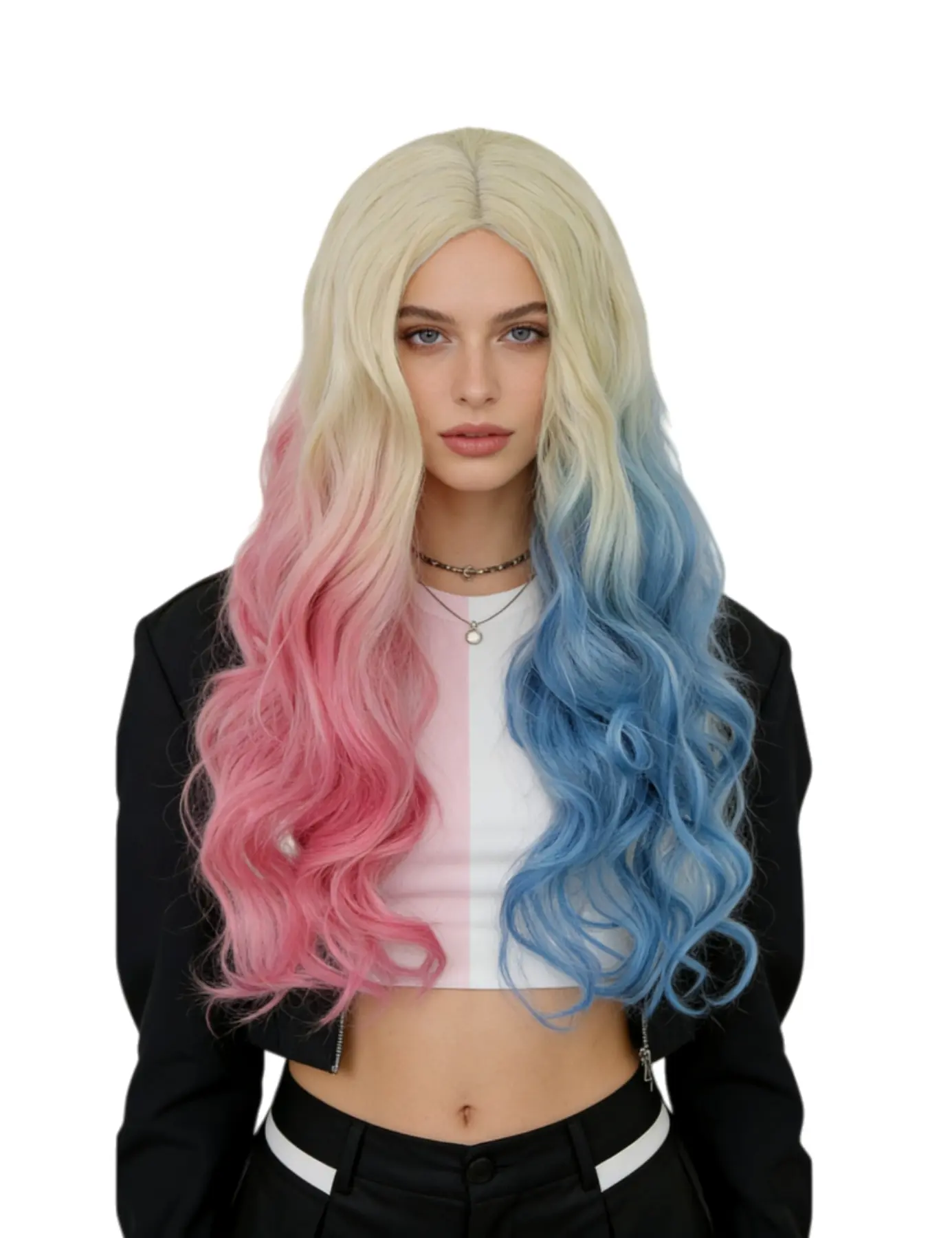 Gradient Rainbow Curly Hair Wig for Women, Bright Colors, Daily Use, Fun Anime Role-Playing Costume, Halloween Party Costume