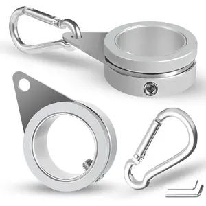 Flag Pole Rings, Flagpole Rings Aluminum Alloy 360 °   Rotating Anti Wrap Flag Mounting Spinning Ring Clips for 0.75-1.02 Inch Diameter Flagpole(1 Inch -Pack of 2, Matte Silver)