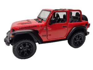 KINSMART 2018 Jeep Wrangler Diecast Model 1:34 Scale 5" Red Open Top Pull Back & Go Action Collectible Toy