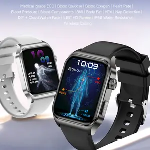 Smart ECG health monitoring watch — electrocardiogram, non-invasive blood glucose measurement, HRV function, blood pressure, uric acid and cholesterol detection
