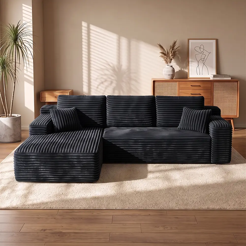 96in‑Black Left Chaise