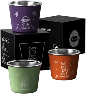 [FINDING UNICORN] [Gift Only, Not for Sale]FARMER BOB FARMER BOB FEELING YOU Outdoor Cup Coffee Mug Lightweight Stackable Shatterproof Steel Cup for Backpacking