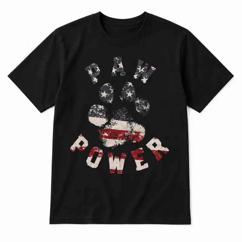 Paw Power Vintage USA Flag Logo Tee | Premium Soft Cotton T-Shirt