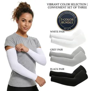 SunSafeTok 3 Pairs UPF 50+ UV Protection Arm Sleeves - Cooling, Breathable Compression Sleeves, Unisex for Golf, Outdoor Activities, Ideal Gift Choice