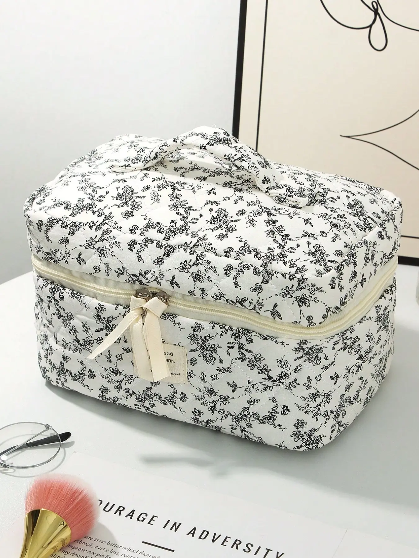 Vintage Floral Print Makeup Bag Set, Makeup Container Set, Portable Travel Cosmetic Organizer, Zipper Closure, Multi-Functional Storage for Women, Travel Cosmetic Bags, Travel Essentials