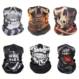 Halloween Face Masks for Cold Weather, Neck Gaiter Shield Scarf, Elastic Balaclava Headband, Windproof Skull Bandana for Men Women, Face Cover