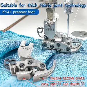1pcs Tank Presser Foot Kt141, Special Presser Foot for Flat Seam, Interactive Front and Back Presser, Sewing Machine Accessory