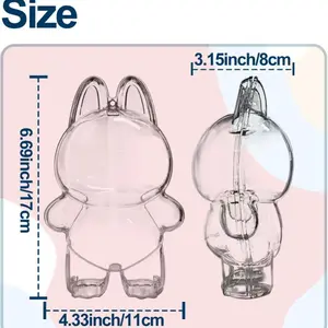 Protective Case for LABUBU, Plastic Clear Display Box with Key Chain for Dolls, Protective Cover for Plush Toy, Transparent PVC Bag for Storage (No Doll, 17cm)