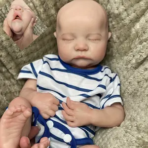 16 Inch Open Mouth Silicone Boy Reborn Dolls Painted Detailed Full Body Soft Solid Silicone Reborn Dolls With Bald For Boy's Gift