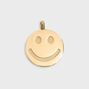 Smiley Face Charm, Add On Charm for Necklace, Whimsical Style, Custom Jewelry, 18K Gold PVD Stainless Steel, Destin Jewelry