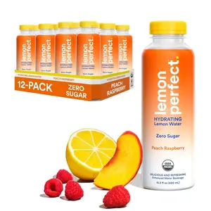 Lemon Perfect Hydrating Flavored Lemon Water, Peach Raspberry, 15.2 fl oz (Pack of 12)