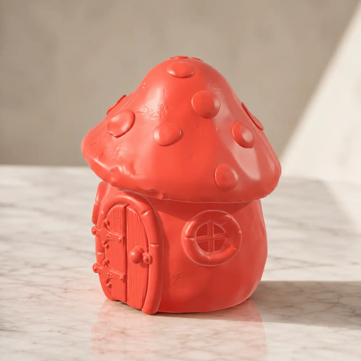 3D Printed Plastic Cottagecore Round Mushroom House Decor - Sturdy 1 Solid Color Light-None Cute Figurine with Arched Door, for Desk Plant Display, Ideal Gift for Cottagecore Lovers & Home Supplies Enthusiasts, Whimsical, Desks