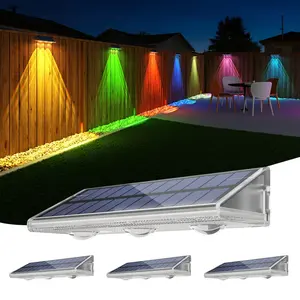 High brightness RGBW Solar Wall Light, Outdoor Waterproof IP66, 7 Colors Solar Fence light, 9 Modes, Auto ON OFF with Switch, working 20 hours, Power Patio Lamp with Lenses for Outside Backyard Railing Yard, Outdoor Lights Waterproof