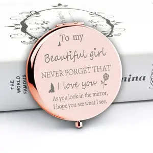 Mini Makeup for Girl,Beautiful Girl Birthday Present, Silver Compact Mirror for Girl,Girl Gifts for Birthday,Girl Mini Mirrors,Girl Gifts Ideas,Makeup Gift,Purse Mirror,Girl Gifts from Dad and Mom