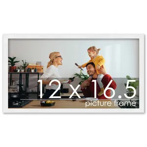 12x16.5 White Wood Picture Frame - UV Acrylic, Foam Board Backing, Hanging Hardware