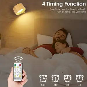 LED Wall Lights with Remote & Touch Control RGB Ambience 2000mAh Rechargeable 3 Color Temp Dimmable Magnetic 360° Rotation Cordless for Living Room Bedside with Timing Function