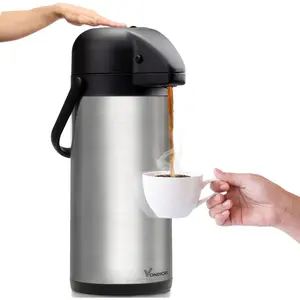 102oz/3L Insulated Stainless Steel Airpot Coffee Dispenser with Pump Thermal Carafe for Keeping Hot, Ideal for Parties for Hot Drinks Water Tea Chocolate